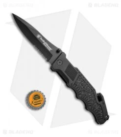 Smith & Wesson Border Guard Folding Knife (4.375" Black Serr) SWBG1S -Elite Folds Smith Wesson Border Guard Black Serr SWBG1S BHQ 21757 jr bottlecap