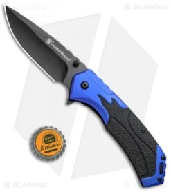 Smith & Wesson Liner Lock Folding Knife Blue/Black (3.5" Black) SW605BL -Elite Folds Smith Wesson LL Blue Black Black SW605BL BHQ 67510 jr bottlecap 2