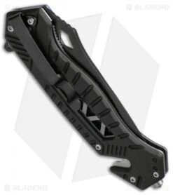 Smith & Wesson Rescue Liner Lock Knife Black/Blue (3.5" Black Serr) SW608BLS 6 Smith & Wesson Rescue Liner Lock Knife Black/Blue (3.5" Black Serr) SW608BLS -Elite Folds Smith Wesson LL Rescue Black Blue Black Serr SW608BLS BHQ 67527 jr side