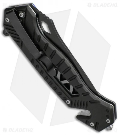 Smith & Wesson Rescue Liner Lock Knife Black/Blue (3.5" Black Serr) SW608BLS 3 Smith & Wesson Rescue Liner Lock Knife Black/Blue (3.5" Black Serr) SW608BLS - Image 3