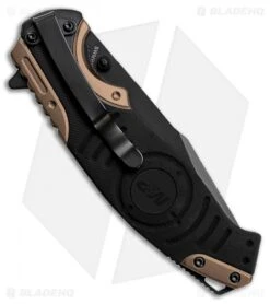 Smith & Wesson M&P Liner Lock Knife Black/Tan (3.4" Black Serr) SWMP13BS -Elite Folds Smith Wesson MP black tan black serr SWMP13BS BHQ 68963 er side