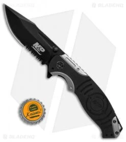 Smith & Wesson M&P Liner Lock Knife Gray/Black (3.4" Black Serr) SWMP13GS -Elite Folds Smith Wesson MP gray black black serr SWMP13GS BHQ 68961 er size