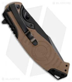 Smith & Wesson M&P Liner Lock Knife Tan/Black (3.4" Black Serr) SWMP13GLS -Elite Folds Smith Wesson MP tan black black serr SWMP13GLS BHQ 68962 er side
