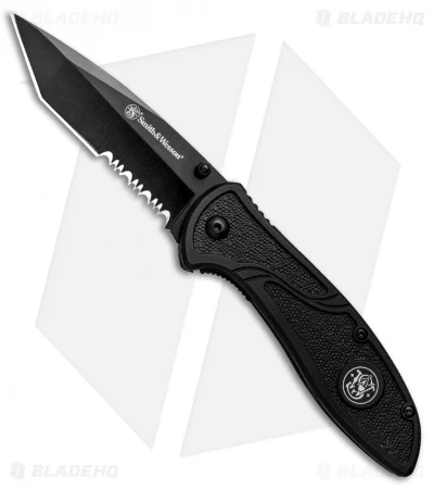 Smith & Wesson Tanto Liner Lock Folding Knife Black (3.5" Black Serr) 1084310 1 Smith & Wesson Tanto Liner Lock Folding Knife Black (3.5" Black Serr) 1084310