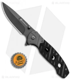 Smith & Wesson Clip Liner Lock Knife Black G-10 (3.5" Gray) 1100062 -Elite Folds Smith and Wesson Clip LL Black G 10 Gray 1100062 BHQ 93644 jr bottlecap
