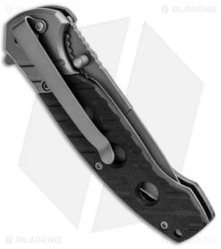 Smith & Wesson Clip Liner Lock Knife Black G-10 (3.5" Gray) 1100062 -Elite Folds Smith and Wesson Clip LL Black G 10 Gray 1100062 BHQ 93644 jr side