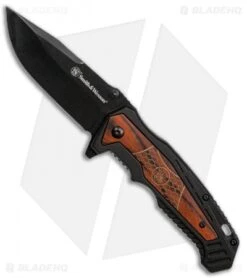 Smith & Wesson Clip Point Liner Lock Knife Dark Wood (3.5" Black) 1085959