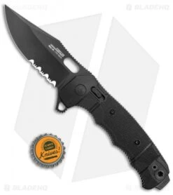 SOG Seal XR Flipper XR-Lock Knife Black Nylon (3.9" Black Serrated) -Elite Folds Sog Seal XR Flipper Black FRN Black Serr BHQ 136182 jr bottlecap