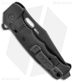 SOG Seal XR Flipper XR-Lock Knife Black Nylon (3.9" Black Serrated) -Elite Folds Sog Seal XR Flipper Black FRN Black Serr BHQ 136182 jr side