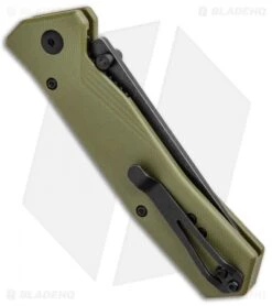 Steel Will Daitengu Liner Lock Knife OD Gree G-10 (3.25" Black Stonewash) F11-33 -Elite Folds Steel Will Daitengu LL OD Green G 10 Black SW F11 33 BHQ 99179 jr side