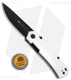 Steel Will Fjord Liner Lock Knife White G-10 (3.5" Black Stonewash) F7121 -Elite Folds Steel Will Fjord F71 LL White BHQ 137038 td size