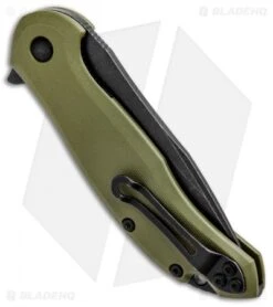 Steel Will Lanner Liner Lock Knife OD Green (3.75" Black Stonewash) F35-33 -Elite Folds Steel Will Knives Lanner LL OD Green Black SW F35 33 BHQ 94274 jr side