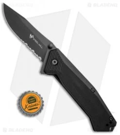 Steel Will Knives Onrush 632S Tactical Liner Lock Knife (3.75" Black Serr) -Elite Folds Steel Will Knives Onrush 632S Tactical LL Black Serr SMG632S BHQ 67054 jr bottlecap