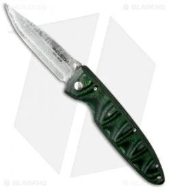 Mcusta Basic MC-11D Liner Lock Knife Green Wood (3.25" Damascus)