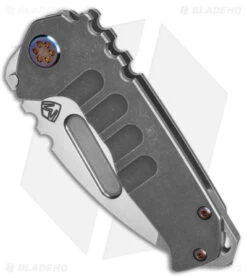Medford Genesis T Frame Lock Knife Stonewash Titanium (3.5" Satin) -Elite Folds medford genesis T flk tumbled w flamed clip 3in sw bhq 166755 td spine