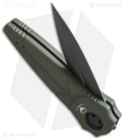 Paragon Warlock Folding Knife OD Green Aluminum (3.9" Black) -Elite Folds paragod warlock od green half open cm 1