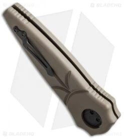 Paragon Warlock Folding Knife Tan Aluminum (3.9" Black) -Elite Folds paragod warlock tan bottom open cm