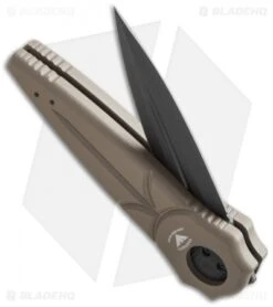Paragon Warlock Folding Knife Tan Aluminum (3.9" Black) -Elite Folds paragod warlock tan half open cm