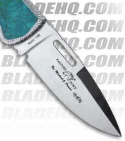 Blackie Collins Paragon Custom Green Malachite Folding Hunter Clip Point Knife -Elite Folds paragon turquoise painted pony detail