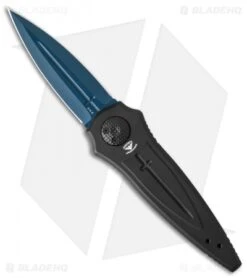 Paragon Warlock Knife Black Shield Aluminum Cross/Shield/Sword (3.9" Blue)