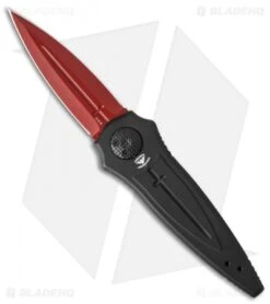Paragon Warlock Knife Black Aluminum Cross/Shield/Sword (3.9" Red)