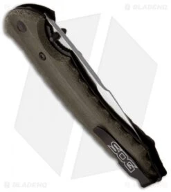 SOG Kiku Folder Large Folding Knife (4.6" Black Plain) KU-1012 -Elite Folds sog kiku folder lrg satin ku 1011 side 1